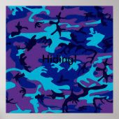 Donkerblauwe en paarse camouflageposter poster (Voorkant)
