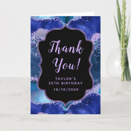 Donkerblauwe en Paarse oceaanAgate Birthday Bedankkaart