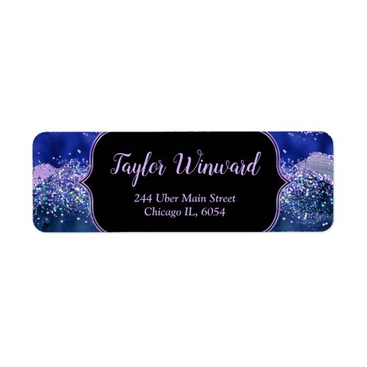 Donkerblauwe en Paarse Ocean Agaat Etiket (Voorkant)