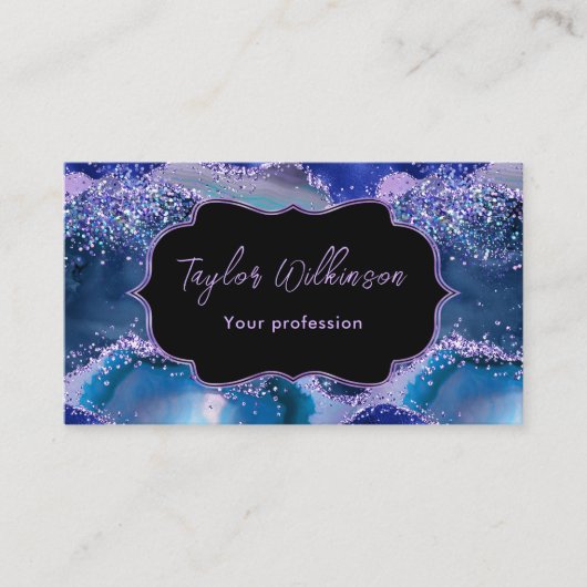 Donkerblauwe en Paarse Ocean Agaat Visitekaartje (Voorkant)