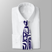 Donkerblauwe en witte doodles 7 van 7 stropdas (Gebonden)