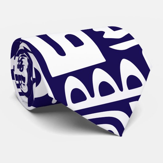 Donkerblauwe en witte doodles van 7 stropdas (Opgerold)