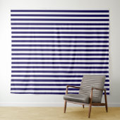 Donkerblauwe en witte gestreepte decoratieve wandt wandkleed (In Situ (horizontaal))