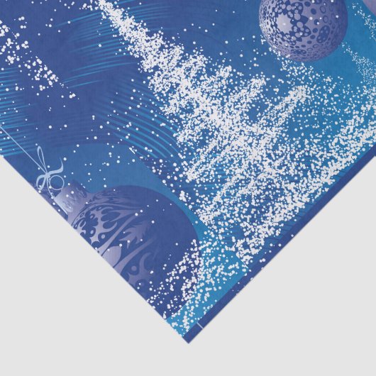 Donkerblauwe en witte kerstsieraden en bomen tissuepapier (Detail)