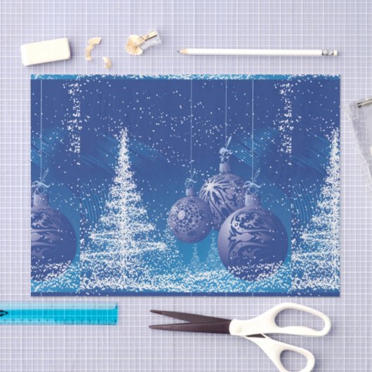 Donkerblauwe en witte kerstsieraden en bomen tissuepapier (Craft)