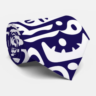 donkerblauwe en witte krabbels 7 van 7 stropdas
