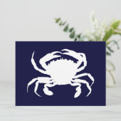 Donkerblauwe en witte krabvorm kaart (Staand voorkant)