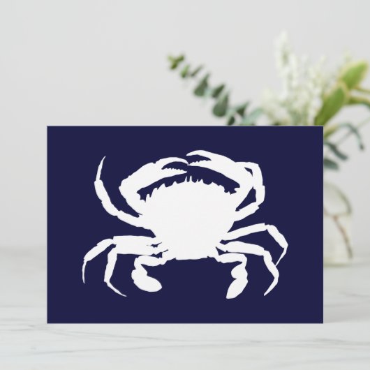 Donkerblauwe en witte krabvorm kaart (Staand voorkant)