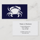 Donkerblauwe en witte krabvorm visitekaartje (Voorkant / Achterkant)