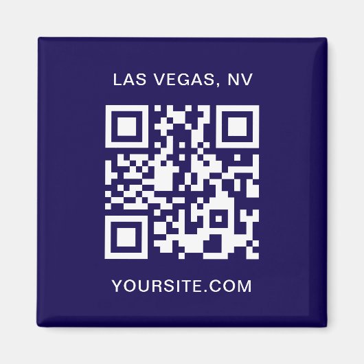 Donkerblauwe en witte moderne QR-code promo Magneet (Voorkant)