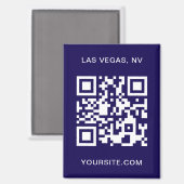 Donkerblauwe en Witte Moderne QR Code Promo Magneet (Voorkant / Achterkant)