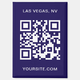 Donkerblauwe en Witte Moderne QR Code Promo Magneet