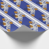 Donkerblauwe en witte strepen van Basketball Cadeaupapier (Hoek)