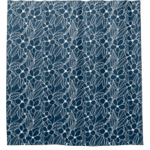 Donkerblauwe en witte tropische bloemen