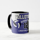 Donkerblauwe en witte volleybalsport mok (Voorkant links)