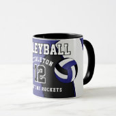 Donkerblauwe en witte volleybalsport mok (Voorkant rechts)