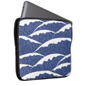 Donkerblauwe en witte Waves Electronics Bag Laptop Sleeve (Voorkant Rechts)