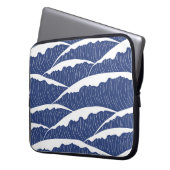 Donkerblauwe en witte Waves Electronics Bag Laptop Sleeve (Voorkant Links)