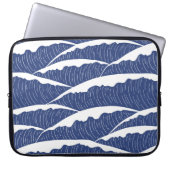 Donkerblauwe en witte Waves Electronics Bag Laptop Sleeve (Voorkant)