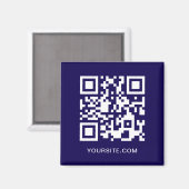 Donkerblauwe en Witte Website QR Code Promo Magneet (Voorkant / Achterkant)