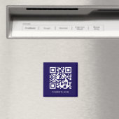 Donkerblauwe en Witte Website QR Code Promo Magneet (Insitu (Vaatwasser))