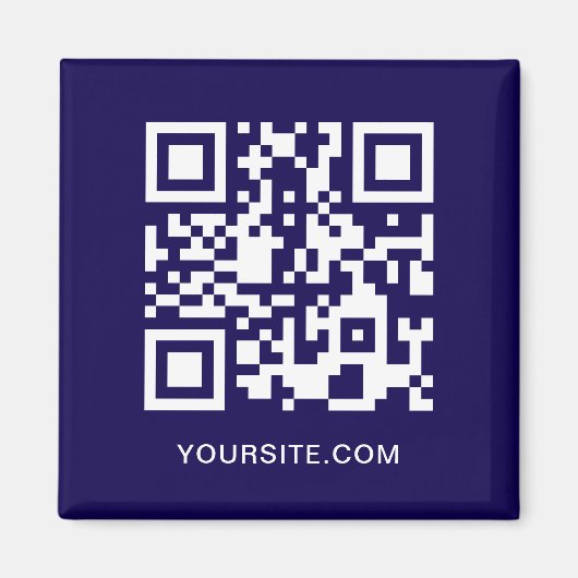 Donkerblauwe en Witte Website QR Code Promo Magneet (Voorkant)