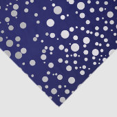Donkerblauwe en zilveren Confetti Stippen Tissuepapier (Detail)