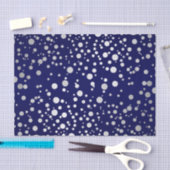 Donkerblauwe en zilveren Confetti Stippen Tissuepapier (Craft)