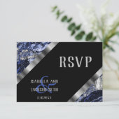 Donkerblauwe en Zilveren Marmer - RSVP (Staand voorkant)