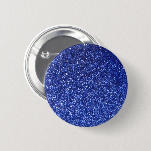 Donkerblauwe faux-glitter-afbeelding ronde button 5,7 cm (Voorkant /achterkant)