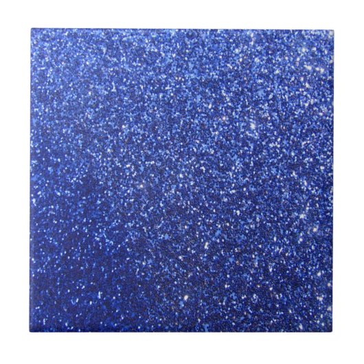 Donkerblauwe faux-glitter-afbeelding tegeltje (Voorkant)
