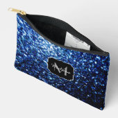 Donkerblauwe faux glitter fonkelt Monogram Etui (Open)