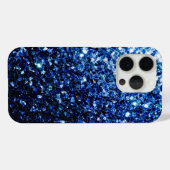 Donkerblauwe faux glitter schittert Case-Mate iPhone case (Achterkant (horizontaal))
