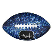 Donkerblauwe faux glitter sparkle Monogram naam American Football (Voorkant)
