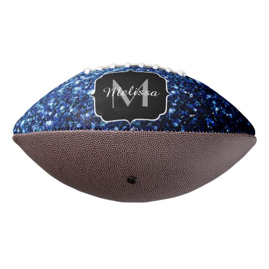 Donkerblauwe faux glitter sparkle Monogram naam American Football (Gedraaid 270)