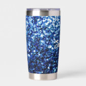 Donkerblauwe faux glitter sparkles Aangepaste naam Geïsoleerde Drinkbeker (Voorkant)