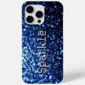 Donkerblauwe faux glitters sprankelen Jouw tekst Case-Mate iPhone Case (Achterkant)