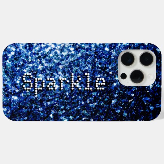 Donkerblauwe faux glitters sprankelen Jouw tekst Case-Mate iPhone Case (Achterkant (horizontaal))