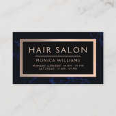 Donkerblauwe faux marmer texture lijst loyaliteit visitekaartje (Voorkant)