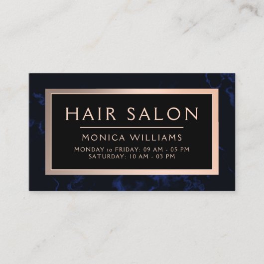 Donkerblauwe faux marmer texture lijst loyaliteit visitekaartje (Voorkant)