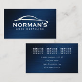 Donkerblauwe faux metallische auto visitekaartje (Voorkant / Achterkant)