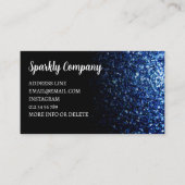 Donkerblauwe faux sparkle zwart elegante QR-code Visitekaartje (Voorkant)