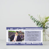 Donkerblauwe film Grunge Afstuderen fotokaart Aankondiging (Staand voorkant)