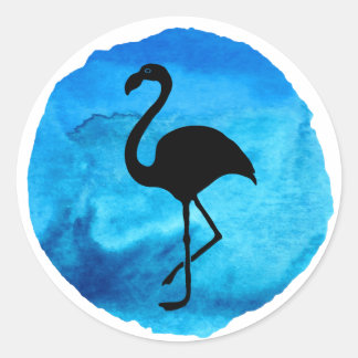 Donkerblauwe Flamingo Ronde Sticker