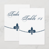 Donkerblauwe Fleur de Lis Ontvangsttafelkaart Kaart (Voorkant / Achterkant)