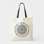 Donkerblauwe Floral Mandala aangepaste tekst Tote Bag (Voorkant)