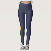 Donkerblauwe gele streep Leggings (Voorkant)