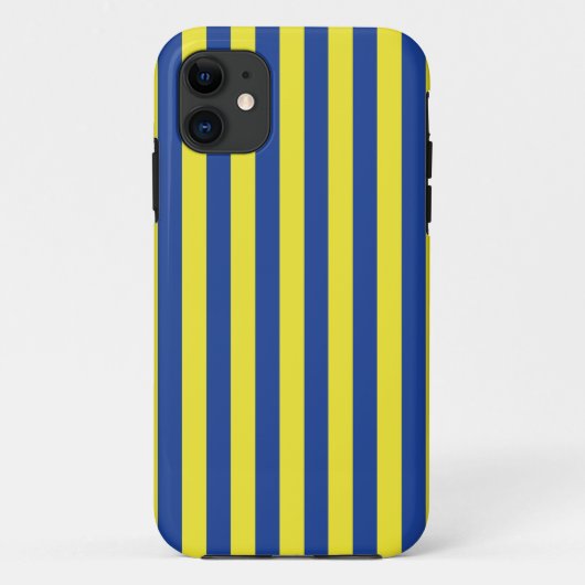 Donkerblauwe & Gele Strepen Case-Mate iPhone Case (Achterkant)