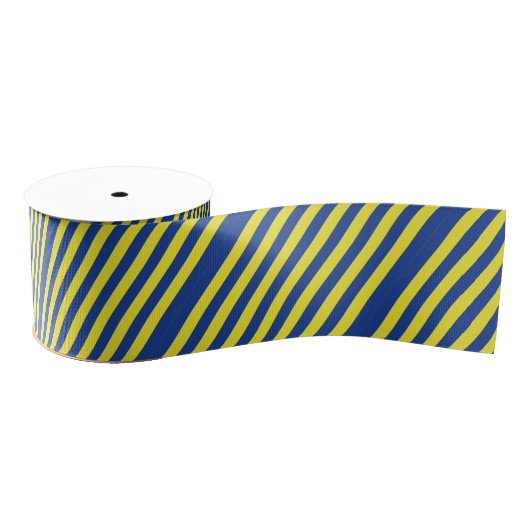 Donkerblauwe & gele strepen  grosgrain lint (Spoel)