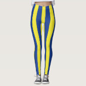 Donkerblauwe & Gele Strepen Leggings (Voorkant)